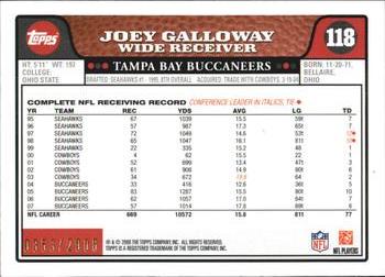 2008 Topps - Gold #118 Joey Galloway Back