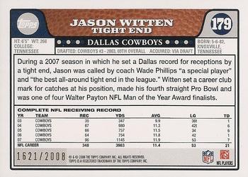 2008 Topps - Gold #179 Jason Witten Back