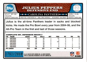 2008 Topps - Gold #222 Julius Peppers Back