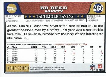 2008 Topps - Gold #266 Ed Reed Back