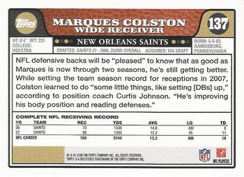 2008 Topps - Gold Foil #137 Marques Colston Back