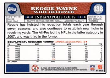 2008 Topps - Gold Foil #138 Reggie Wayne Back