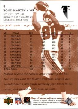 2001 Upper Deck Rookie F/X #6 Tony Martin Back