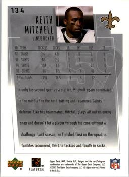 2001 Upper Deck Rookie F/X #134 Keith Mitchell Back