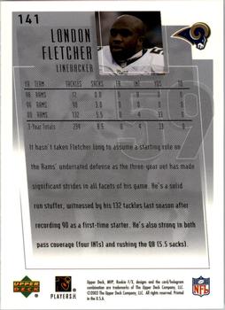 2001 Upper Deck Rookie F/X #141 London Fletcher Back
