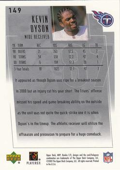 2001 Upper Deck Rookie F/X #149 Kevin Dyson Back