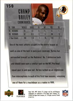 2001 Upper Deck Rookie F/X #150 Champ Bailey Back