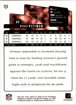 2001 Upper Deck Rookie F/X #151 Michael Pittman Back