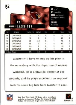 2001 Upper Deck Rookie F/X #152 Kwamie Lassiter Back
