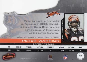 2001 Pacific Prism Atomic #32 Peter Warrick Back