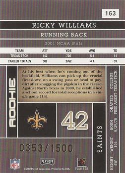 2002 Playoff Absolute Memorabilia #163 Ricky Williams Back