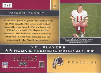 2002 Playoff Absolute Memorabilia #222 Patrick Ramsey Back