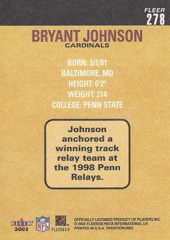 2003 Fleer Tradition #278 Bryant Johnson Back