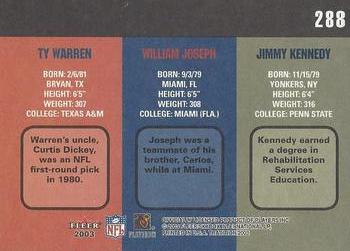 2003 Fleer Tradition #288 Jimmy Kennedy / William Joseph / Ty Warren Back