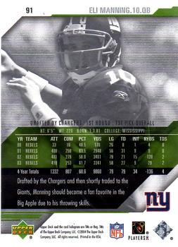 2004 UD Diamond Pro Sigs #91 Eli Manning Back