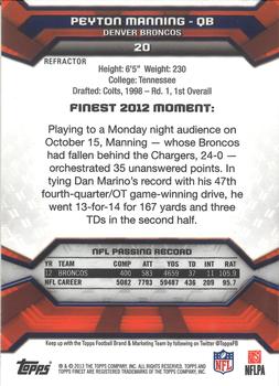 2013 Finest - Refractors #20 Peyton Manning Back
