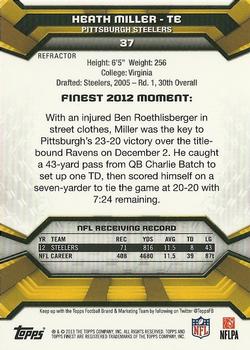 2013 Finest - Refractors #37 Heath Miller Back