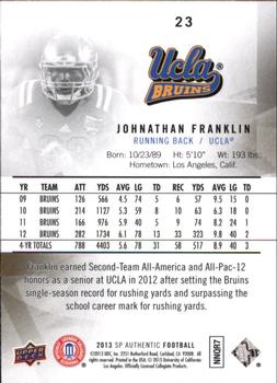 2013 SP Authentic #23 Johnathan Franklin Back