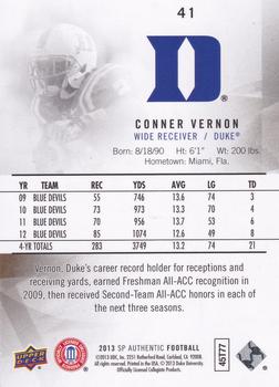 2013 SP Authentic #41 Conner Vernon Back