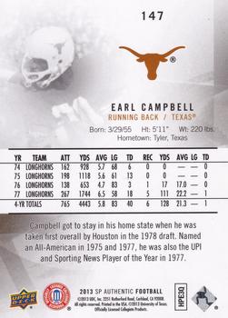 2013 SP Authentic #147 Earl Campbell Back