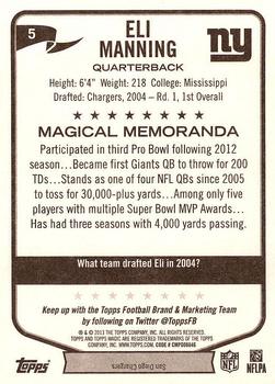 2013 Topps Magic #5 Eli Manning Back