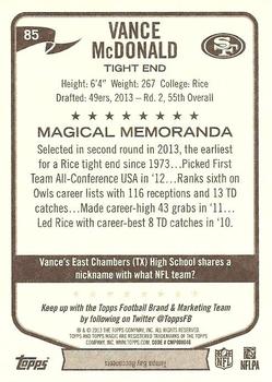 2013 Topps Magic #85 Vance McDonald Back