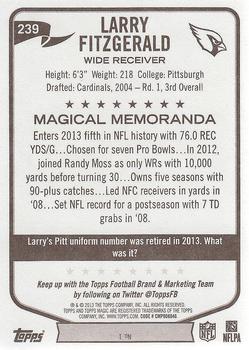 2013 Topps Magic #239 Larry Fitzgerald Back