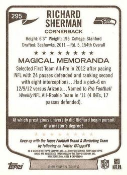 2013 Topps Magic #295 Richard Sherman Back