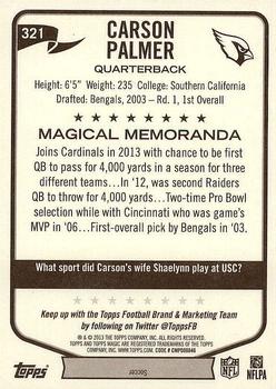 2013 Topps Magic #321 Carson Palmer Back