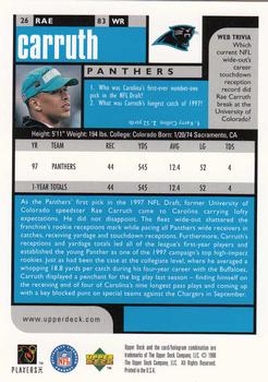 1998 UD Choice Previews #26 Rae Carruth Back