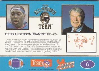 1990 Action Packed All-Madden #6 Ottis Anderson Back