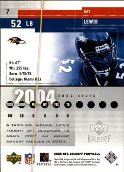 2005 Upper Deck Kickoff #7 Ray Lewis Back