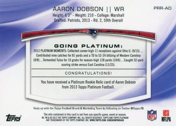 2013 Topps Platinum - Rookie Jersey #PRRAD Aaron Dobson Back