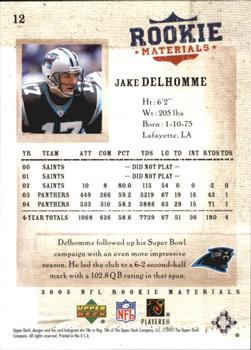 2005 Upper Deck Rookie Materials #12 Jake Delhomme Back