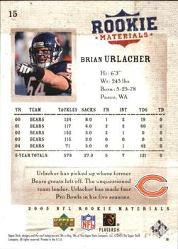 2005 Upper Deck Rookie Materials #15 Brian Urlacher Back