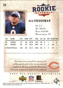 2005 Upper Deck Rookie Materials #16 Rex Grossman Back