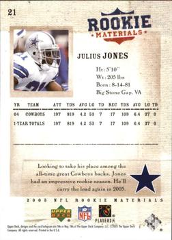 2005 Upper Deck Rookie Materials #21 Julius Jones Back