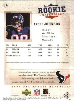 2005 Upper Deck Rookie Materials #34 Andre Johnson Back