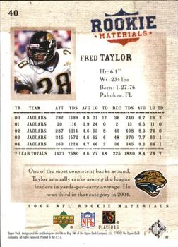 2005 Upper Deck Rookie Materials #40 Fred Taylor Back