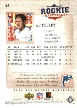 2005 Upper Deck Rookie Materials #45 A.J. Feeley Back