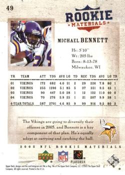 2005 Upper Deck Rookie Materials #49 Michael Bennett Back