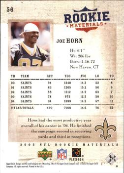 2005 Upper Deck Rookie Materials #56 Joe Horn Back