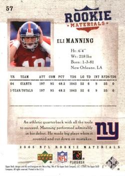 2005 Upper Deck Rookie Materials #57 Eli Manning Back
