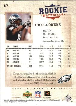 2005 Upper Deck Rookie Materials #67 Terrell Owens Back