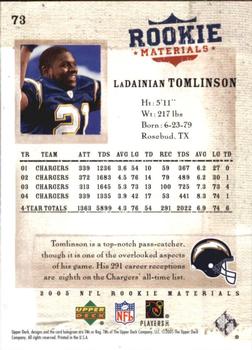 2005 Upper Deck Rookie Materials #73 LaDainian Tomlinson Back
