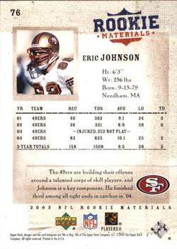 2005 Upper Deck Rookie Materials #76 Eric Johnson Back