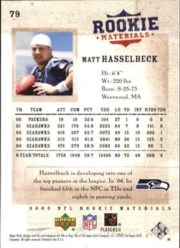 2005 Upper Deck Rookie Materials #79 Matt Hasselbeck Back