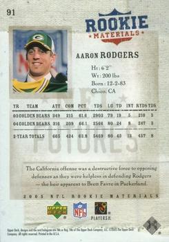2005 Upper Deck Rookie Materials #91 Aaron Rodgers Back