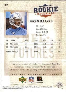 2005 Upper Deck Rookie Materials #112 Mike Williams Back