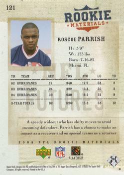 2005 Upper Deck Rookie Materials #121 Roscoe Parrish Back
